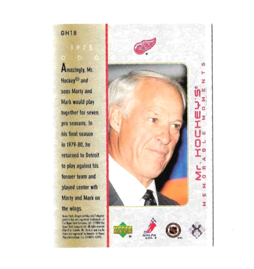 Gordie Howe® Autographed 2002-03 Upper Deck #GH18 Hockey Card