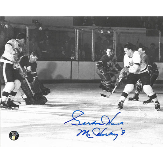 Gordie Howe® Autographed 8X10 Photo (Shot vs. Toronto B+W)