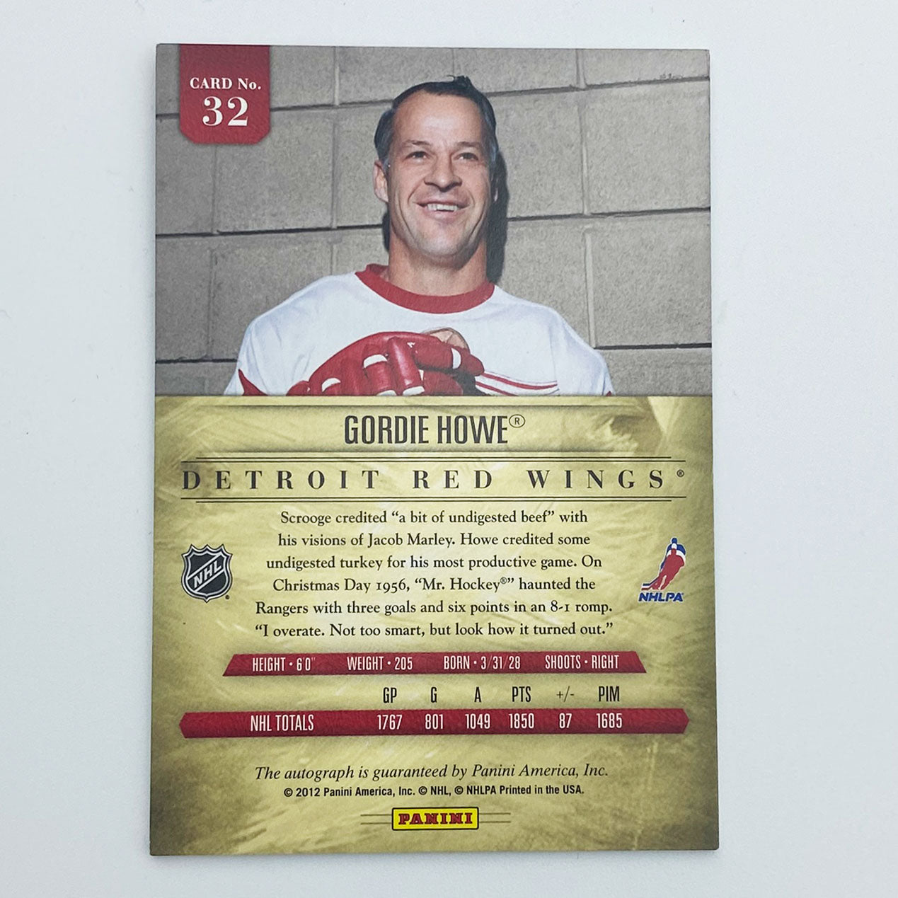 Gordie Howe® Autographed 2012-13 Panini Prime Hockey Card