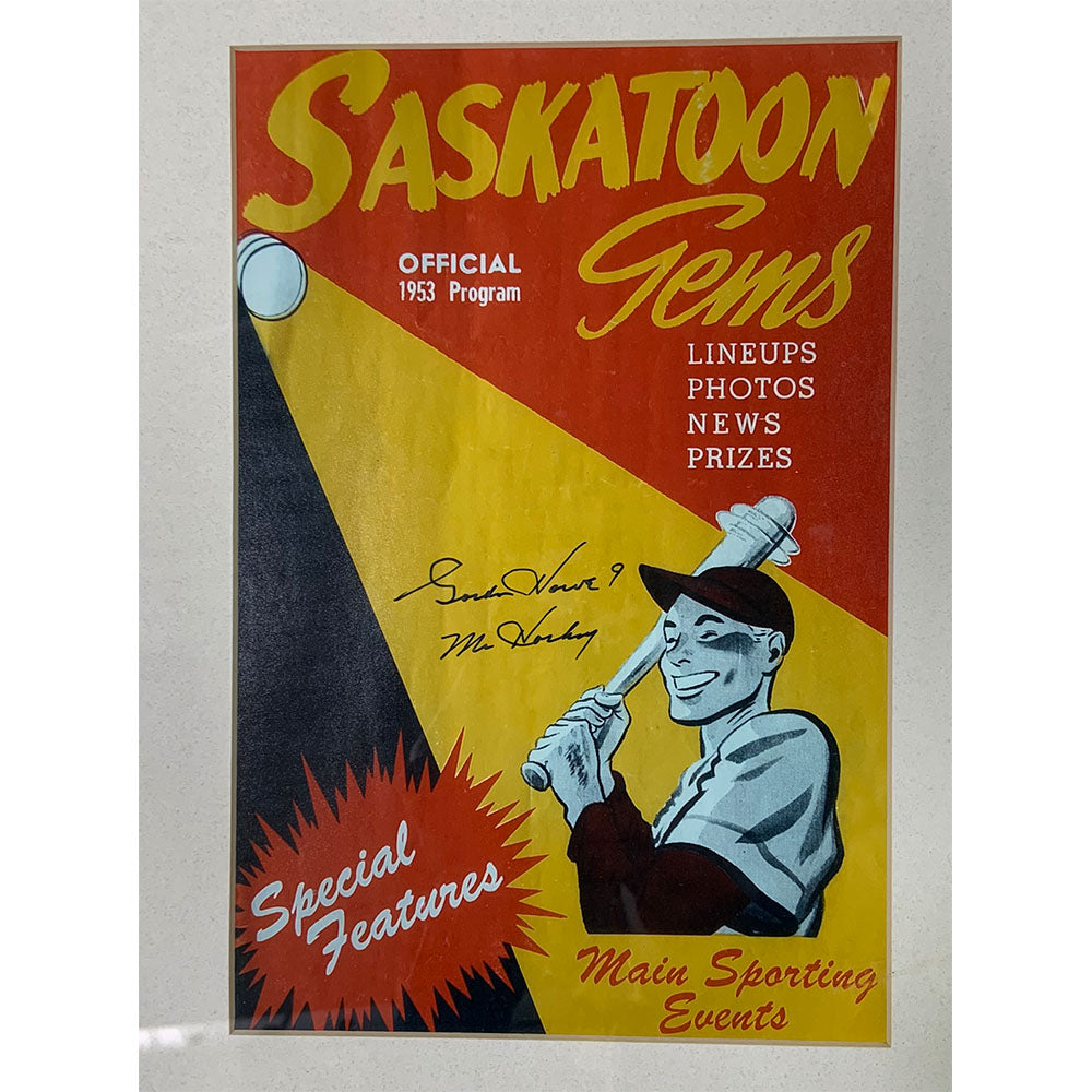 Gordie Howe® Autographed 1953 Saskatoon Gems Framed Program
