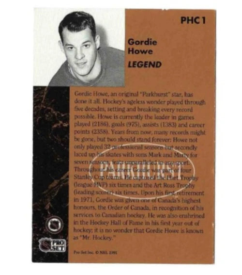 Gordie Howe® Autographed 1991-92 PHC 1 Parkhurst Hockey Card