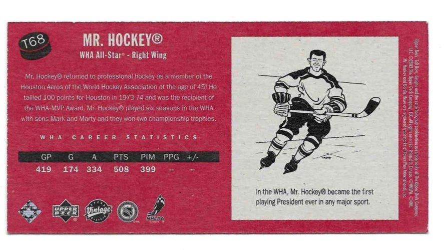 Gordie Howe® Autographed 2002-03 Upper Deck # T68 Vintage Card