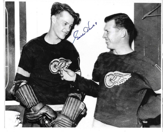 Gordie Howe® Autographed Red Wings 8X10 Photo (with Syd Howe on the right)