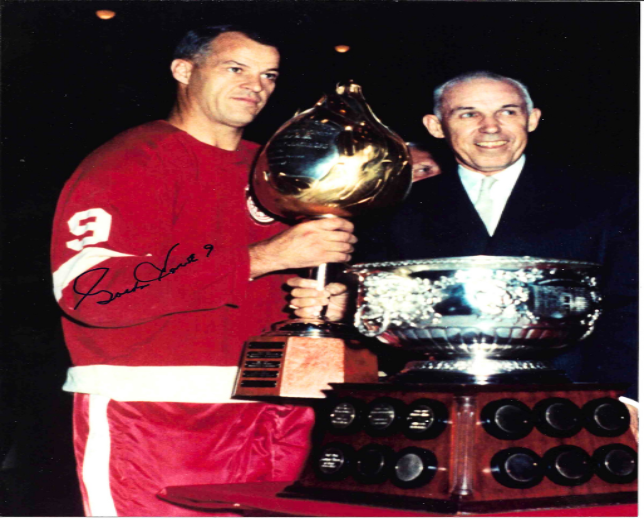Gordie Howe® Autographed Red Wings 8X10 Photo (Hart Memorial Trophy & Art Ross Trophy)