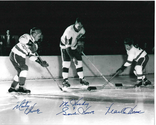 Gordie Howe®, Marty and Mark Howe Autographed  8X10 Photo