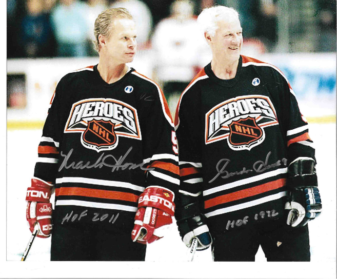 Mark Howe & Gordie Howe® Autographed NHL Heroes (w/HOF 2011 & 1972) 8X10 Photo
