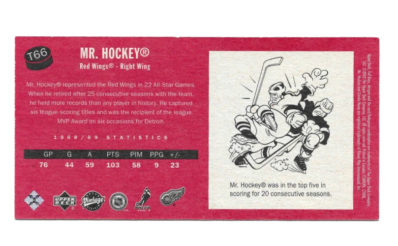 Gordie Howe® Autographed 2002-03 Upper Deck Vintage #T66 Hockey Card