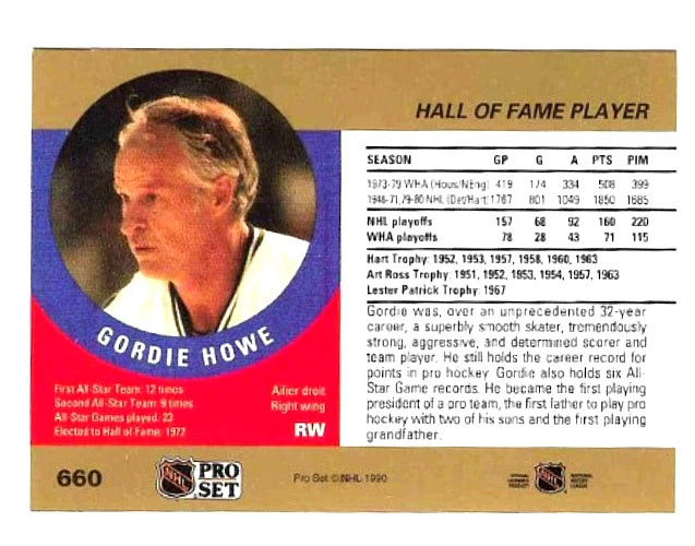 Gordie Howe® Autographed 1990-91 Pro Set #660 Hockey Card