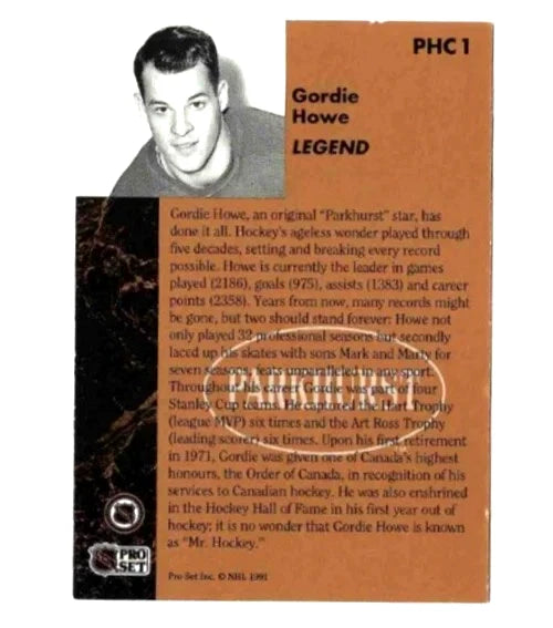 Gordie Howe® Autographed 1991-92 PHC 1 Parkhurst Hockey Card