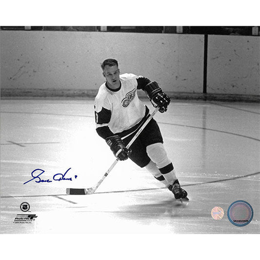Gordie Howe® Autographed 8X10 Photo (Red Wings B+W - Blue Sharpie)