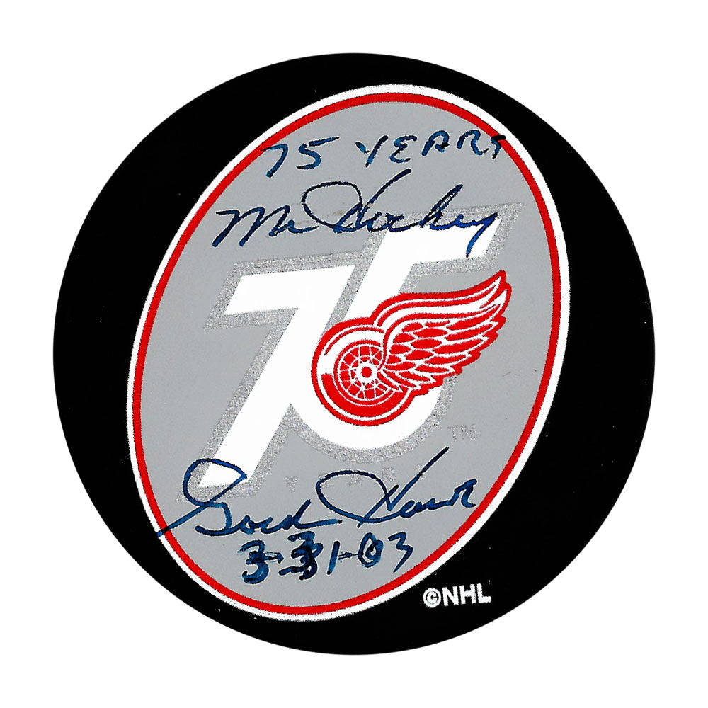 Gordie Howe® Autographed Detroit Red Wings 75th Anniversary Puck