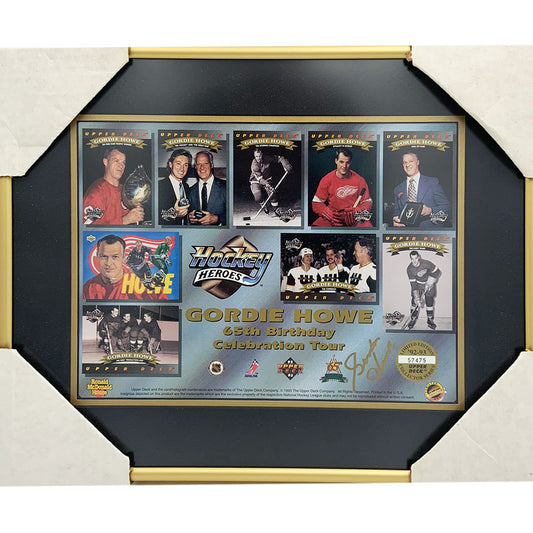 Gordie Howe® Autographed 65th Birthday Upper Deck Limited-Edition Framed Sheet