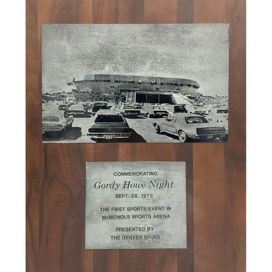 Gordie Howe® Night Commemorative Plaque - Presented by the WHA's Denver Spurs